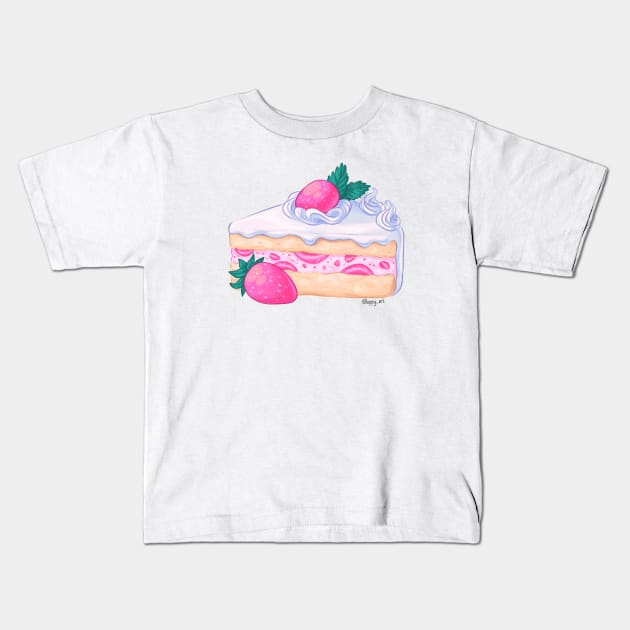 Strawberry Cake Kids T-Shirt by Kippy Art